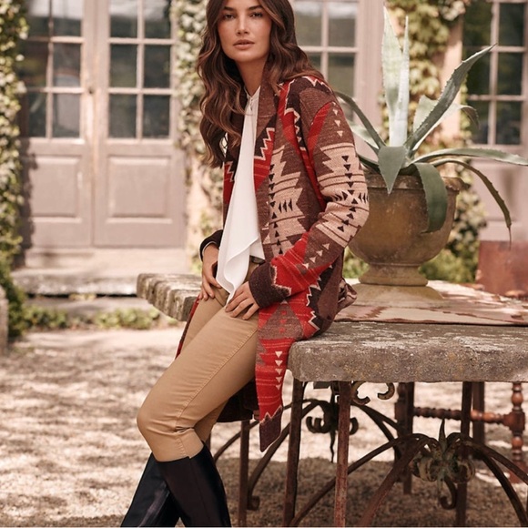 Lauren Ralph Lauren Red and Brown Patterned Cardigan - Picture 5 of 16